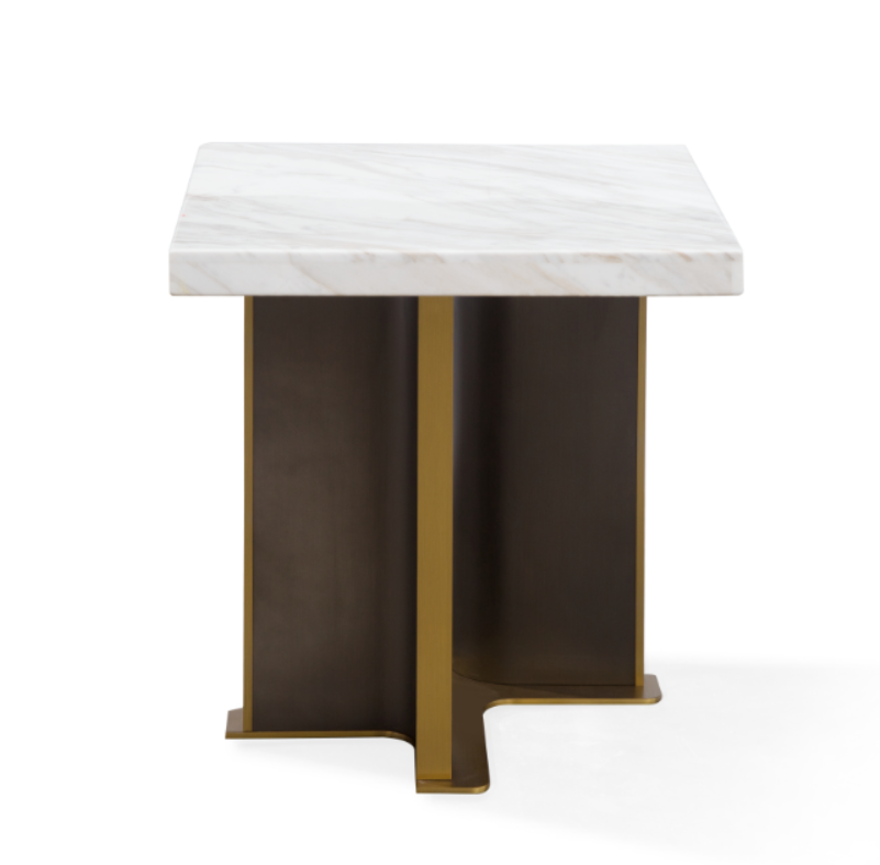 Jazz Brushed Black-Gold Marble End Table