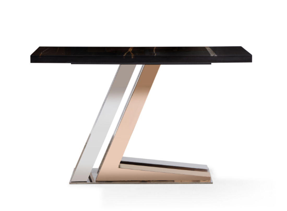 Levante Two-Tone Black Marble Console Table