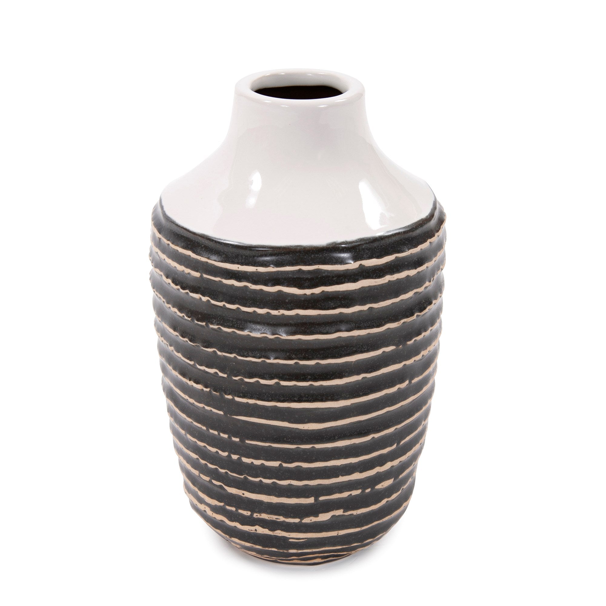 Terra Striped Stoneware Vase, Medium