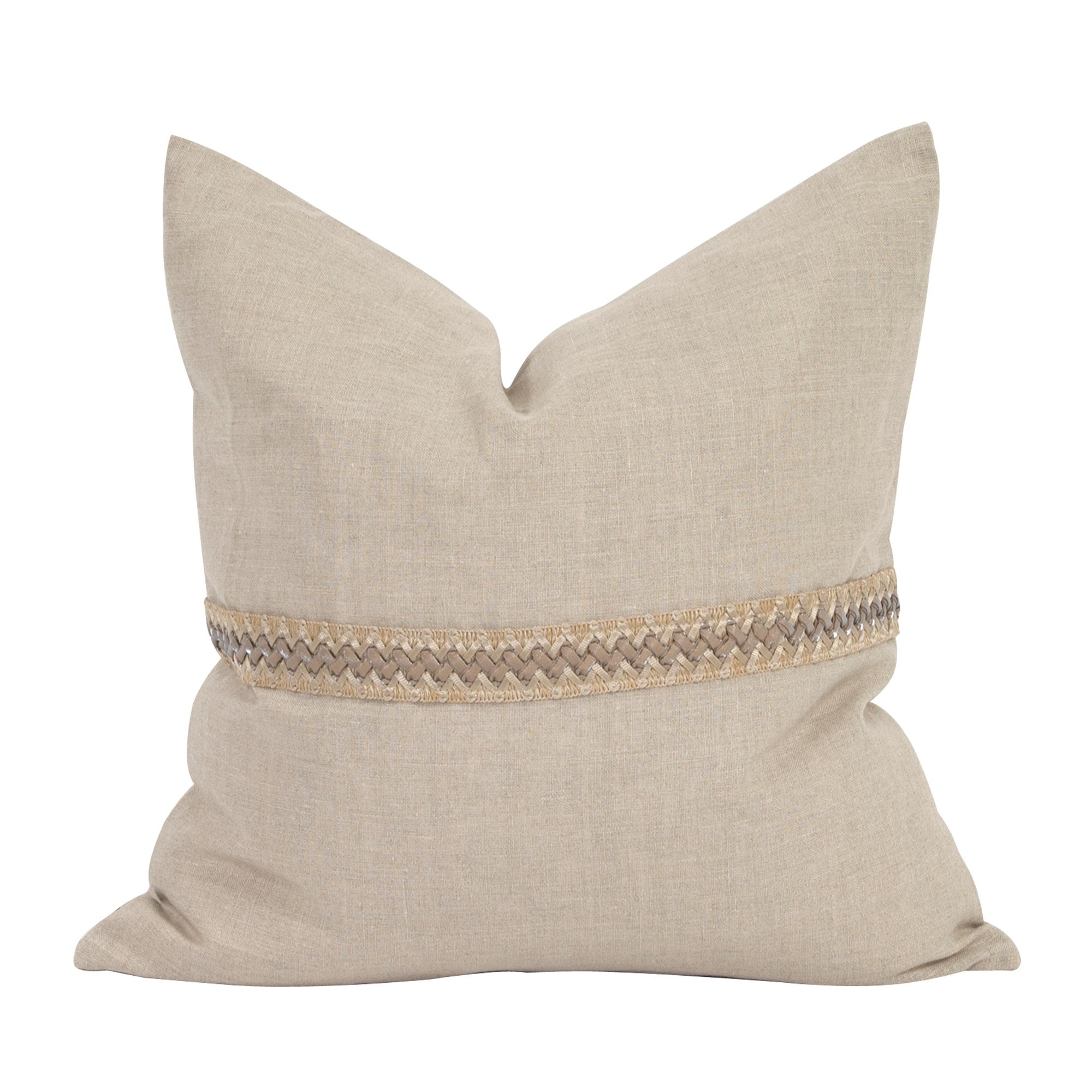 Prairie Linen With Deco Trim Down Pillow- 20" x 20"