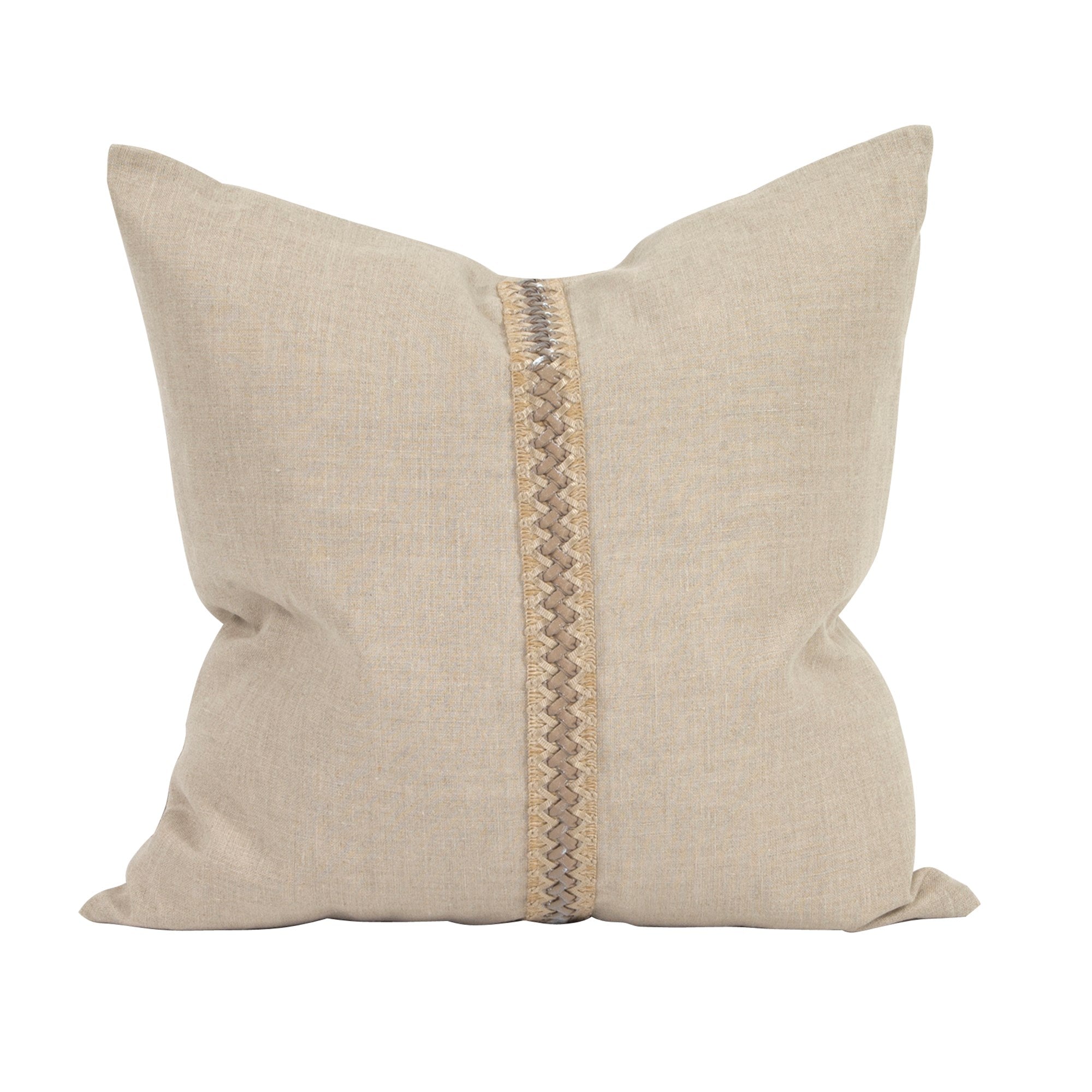 Prairie Linen With Deco Trim Down Pillow- 20" x 20"