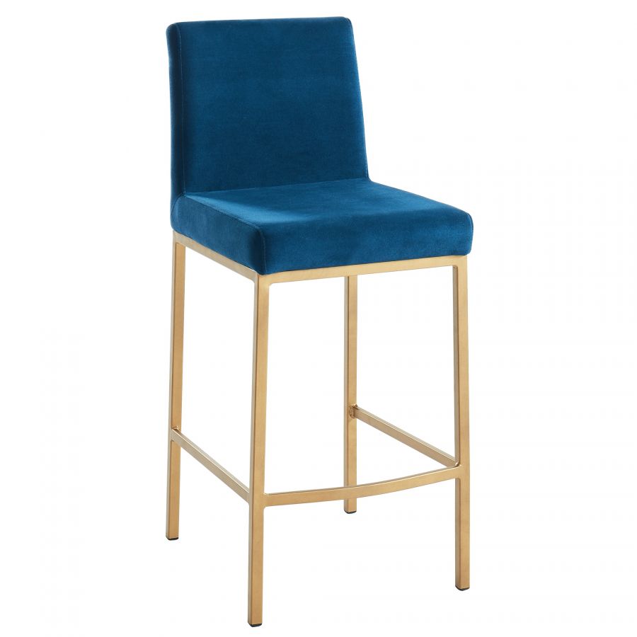 Diego Blue - Gold Counter Stool