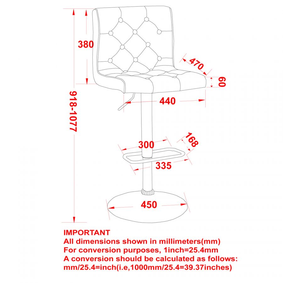 Dex Black Air Lift Stool