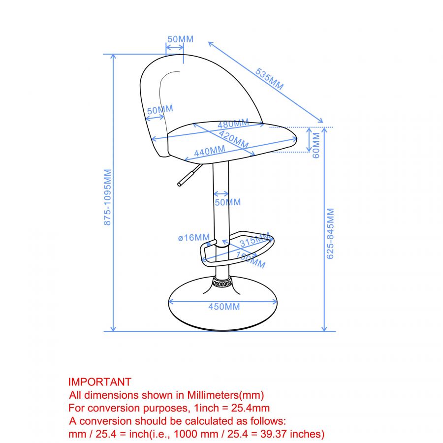 Sataro Black Air Lift Stool