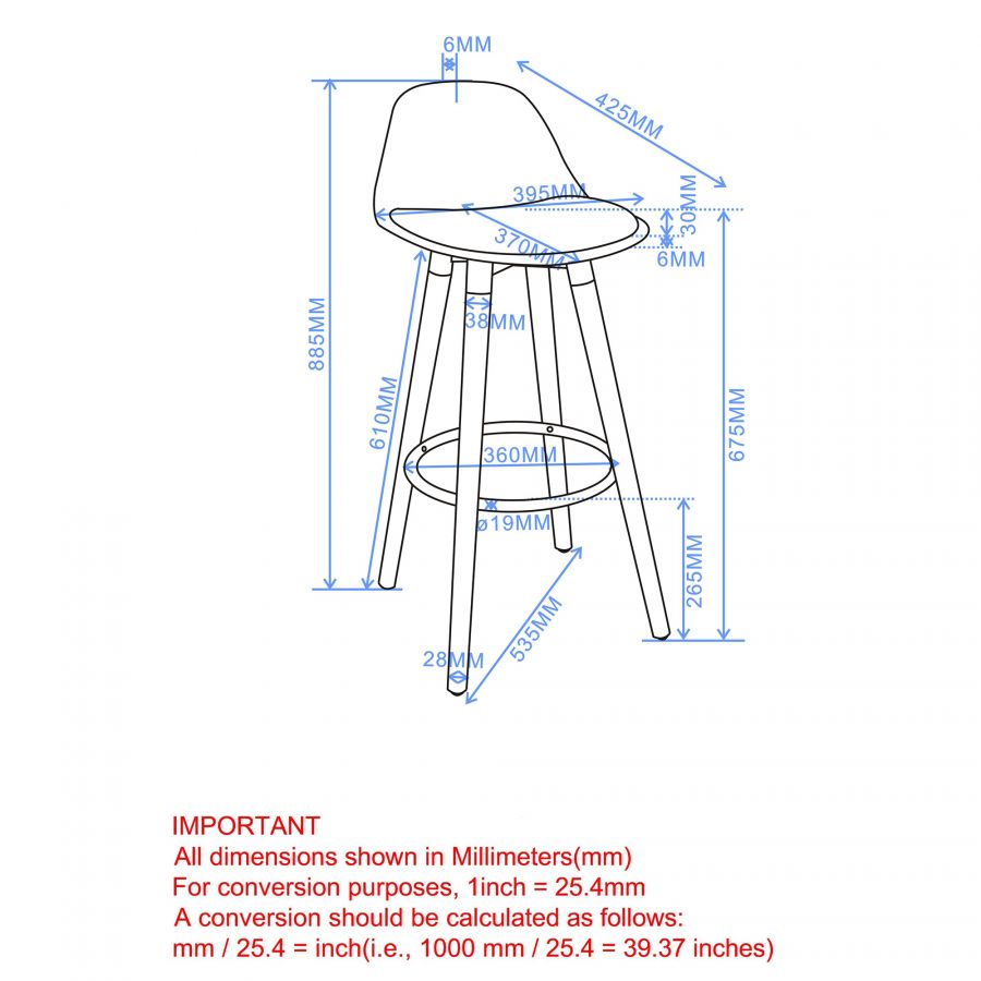 Diablo Black Counter Stool