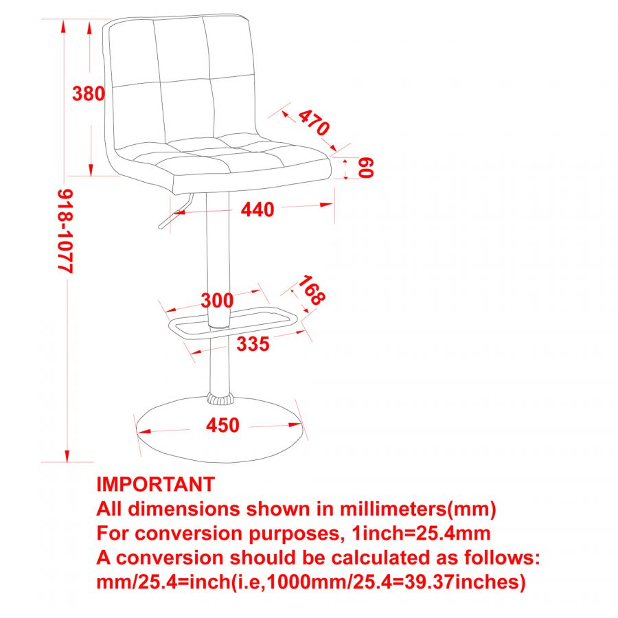 Max Black Air Lift Stool