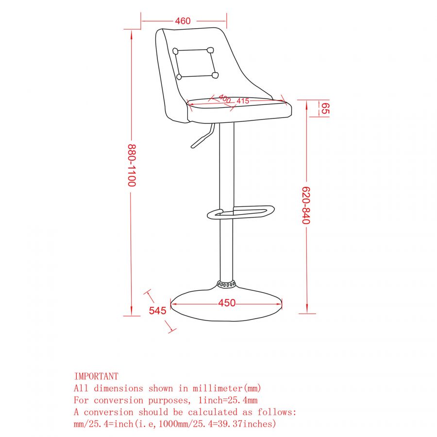 Adyson Black Air Lift Stool