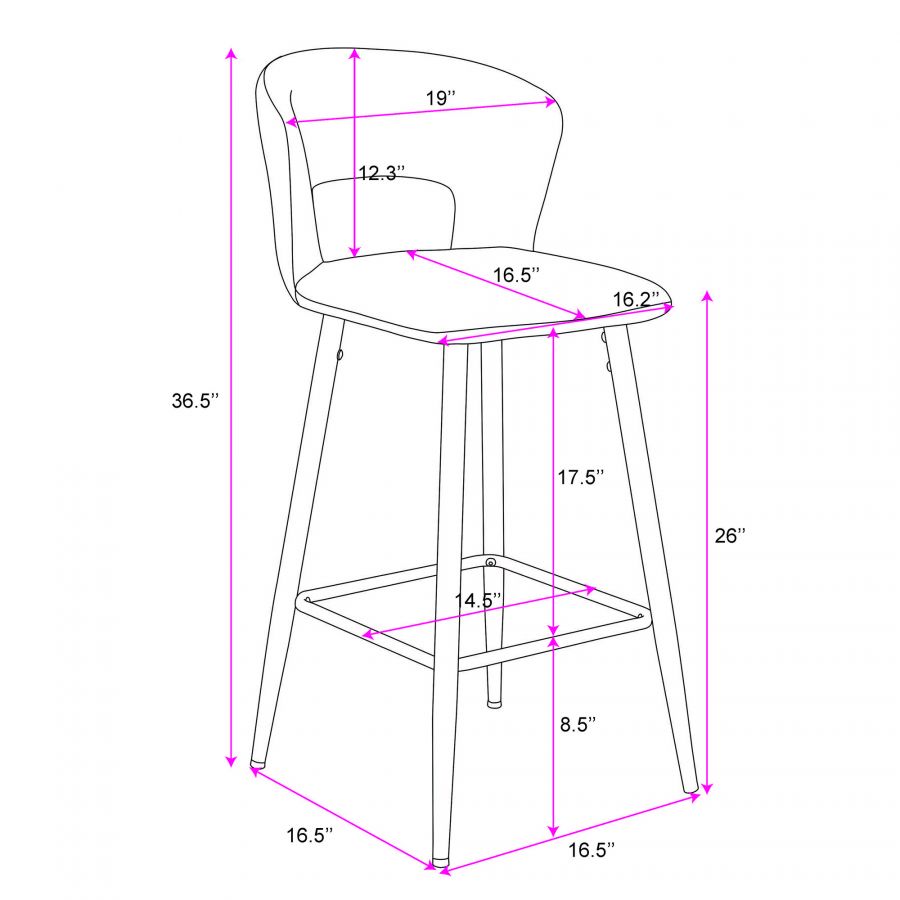 Camille Charcoal Counter Stool