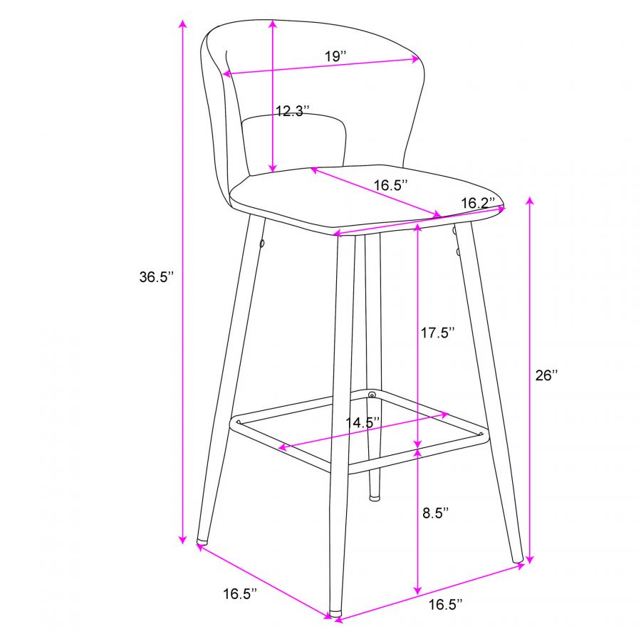 Camille Light Grey Counter Stool