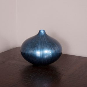 Arctic Blue Lacquered Wood Vase