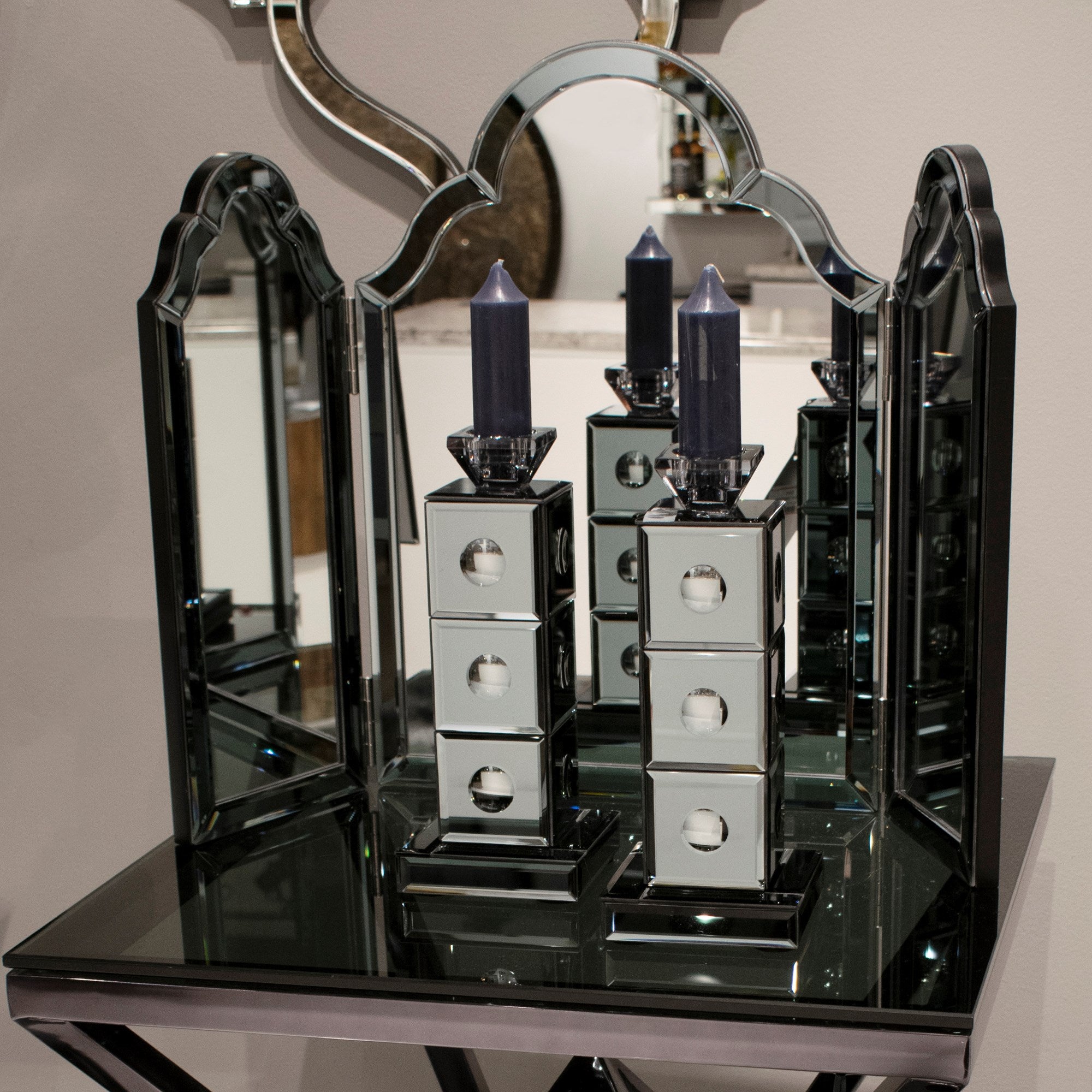 Grigio Mirrored Candle Holder