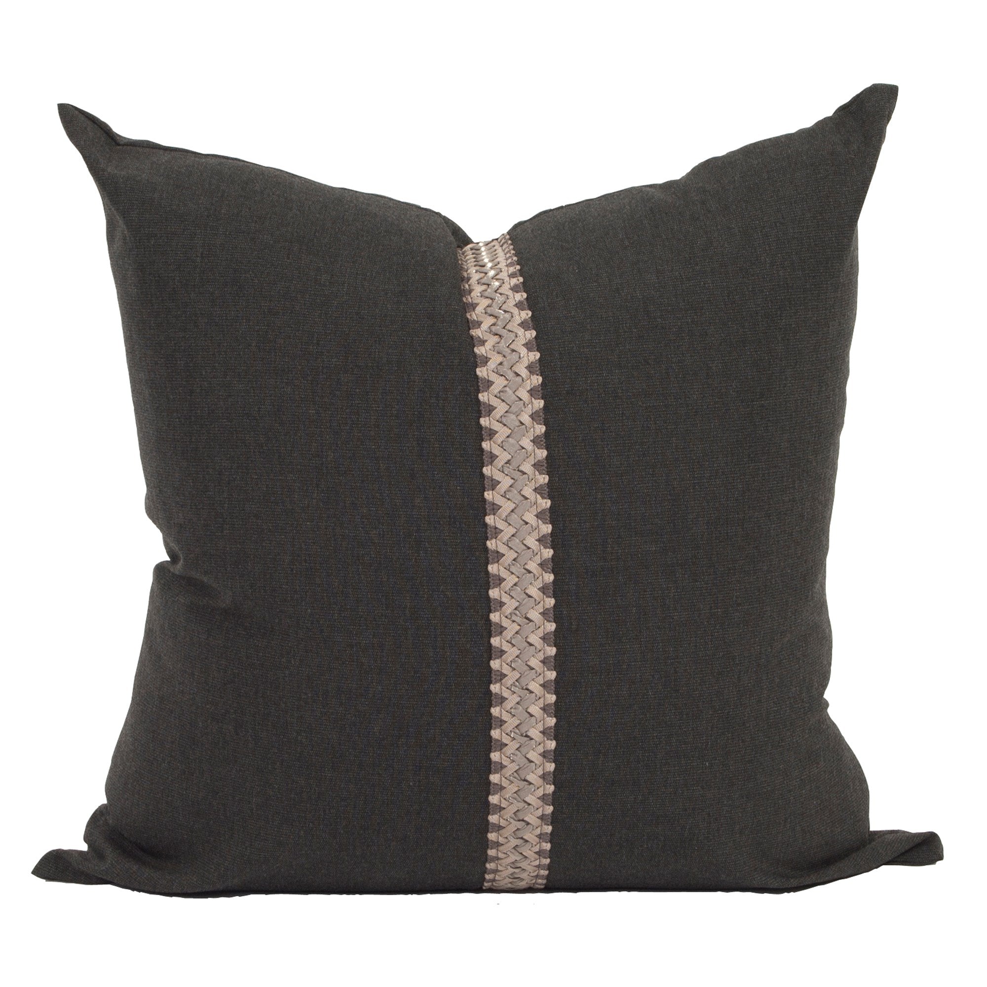 Seascape Charcoal with Deco Trim Down Pillow- 24" x 24"