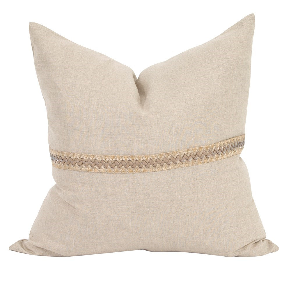 Prairie Linen with Deco Trim Down Pillow- 24" x 24"