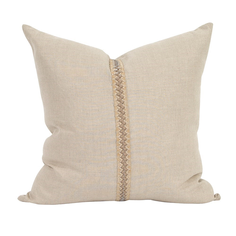 Prairie Linen with Deco Trim Down Pillow- 24" x 24"