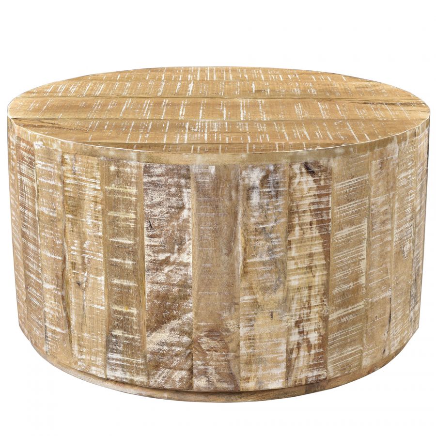 Eva Distressed Natural Wood Coffee Table