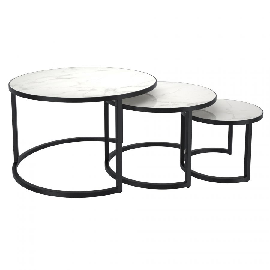 Darsh 3pc White Marble Coffee Table