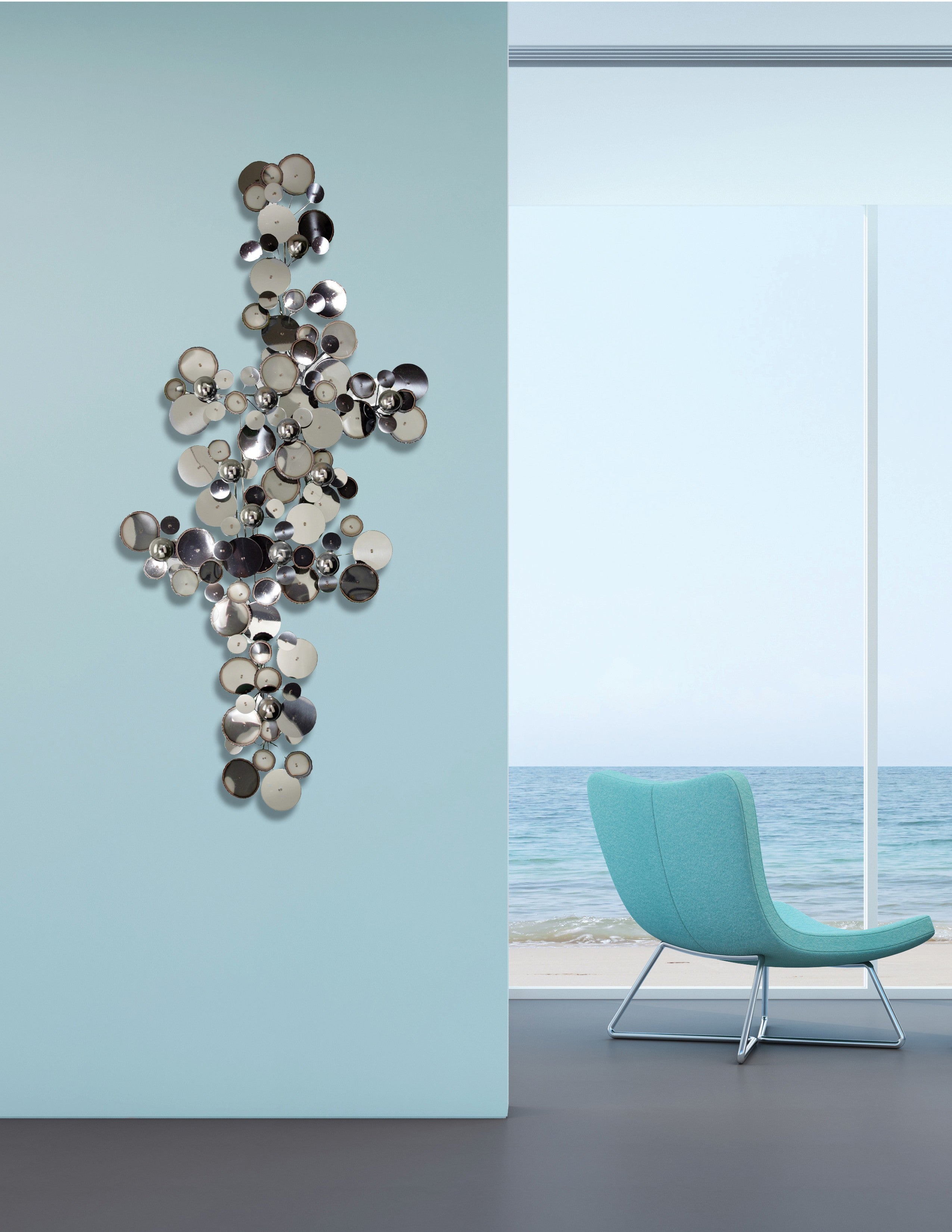 Raindrops Silver Wall Art