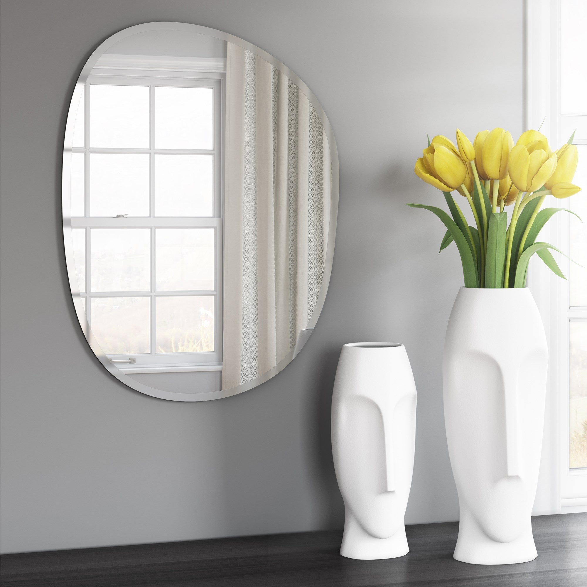 Abstract Faces Matte White Ceramic Vases (Set of 2)