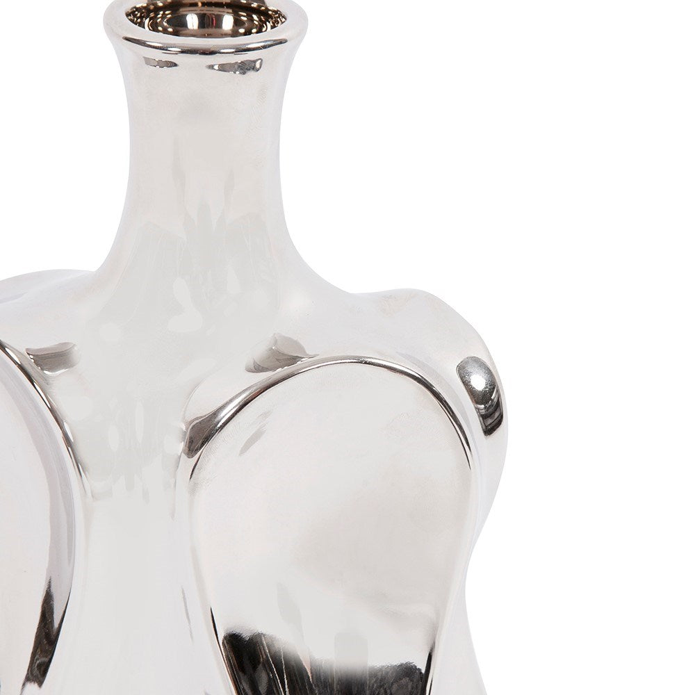 Exaggerated Wave Design Silver Bottle Vase, Small