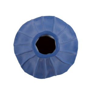 Royal Blue Ribbed Ceramic Bottle
