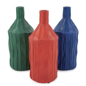 Royal Blue Ribbed Ceramic Bottle