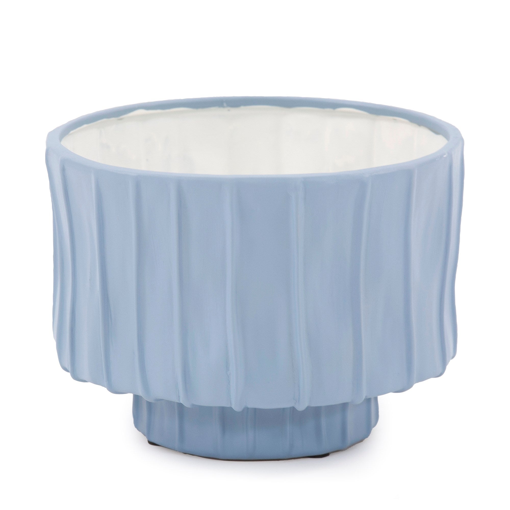 French Blue Ribbed Ceramic Bowl