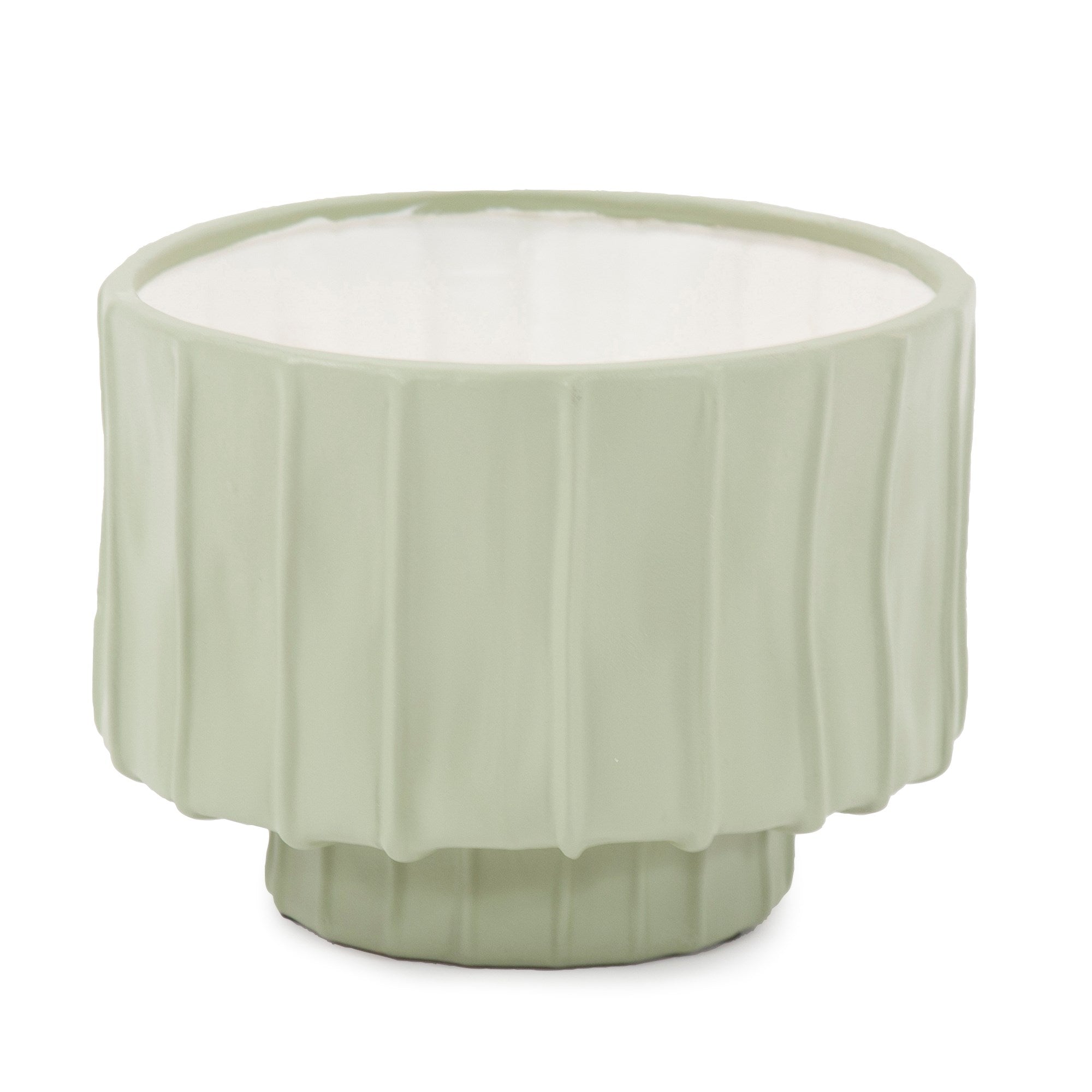Sage Green Ribbed Ceramic Bowl