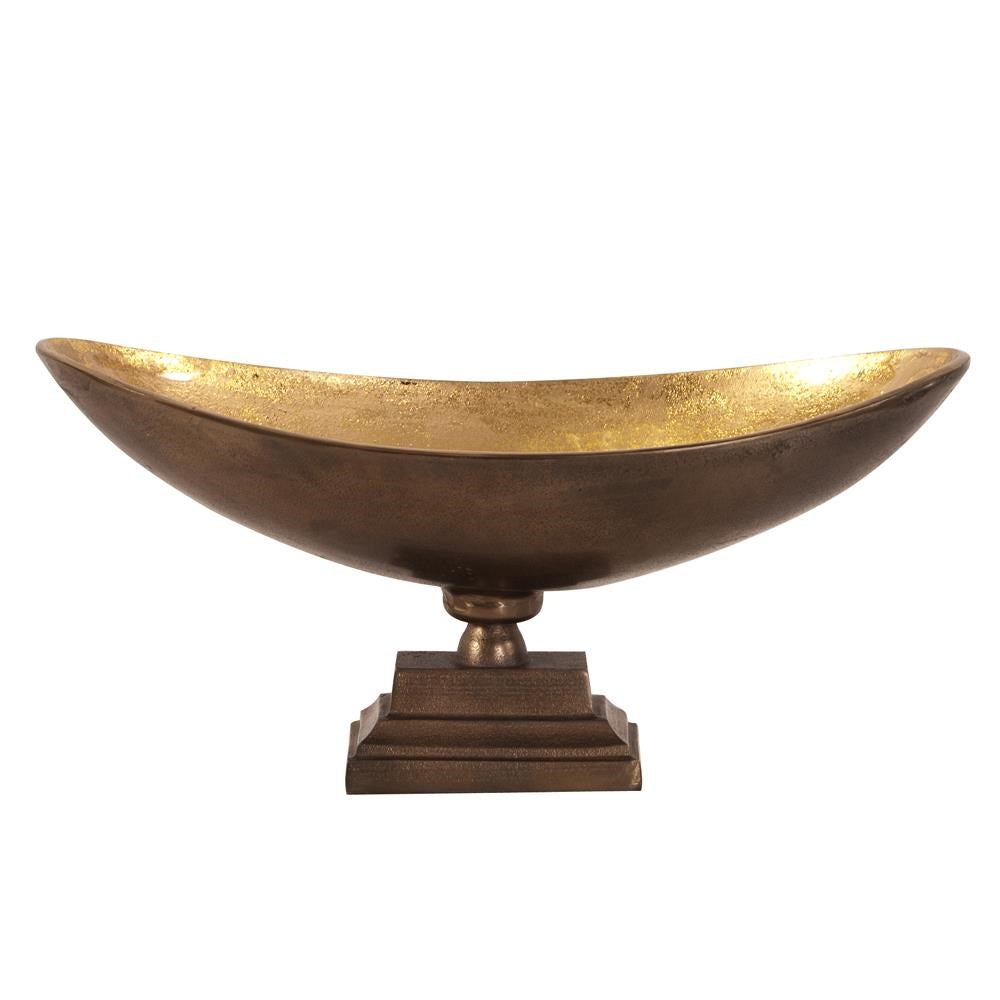 Oblong Bronze Footed Bowl with Gold Luster - Large