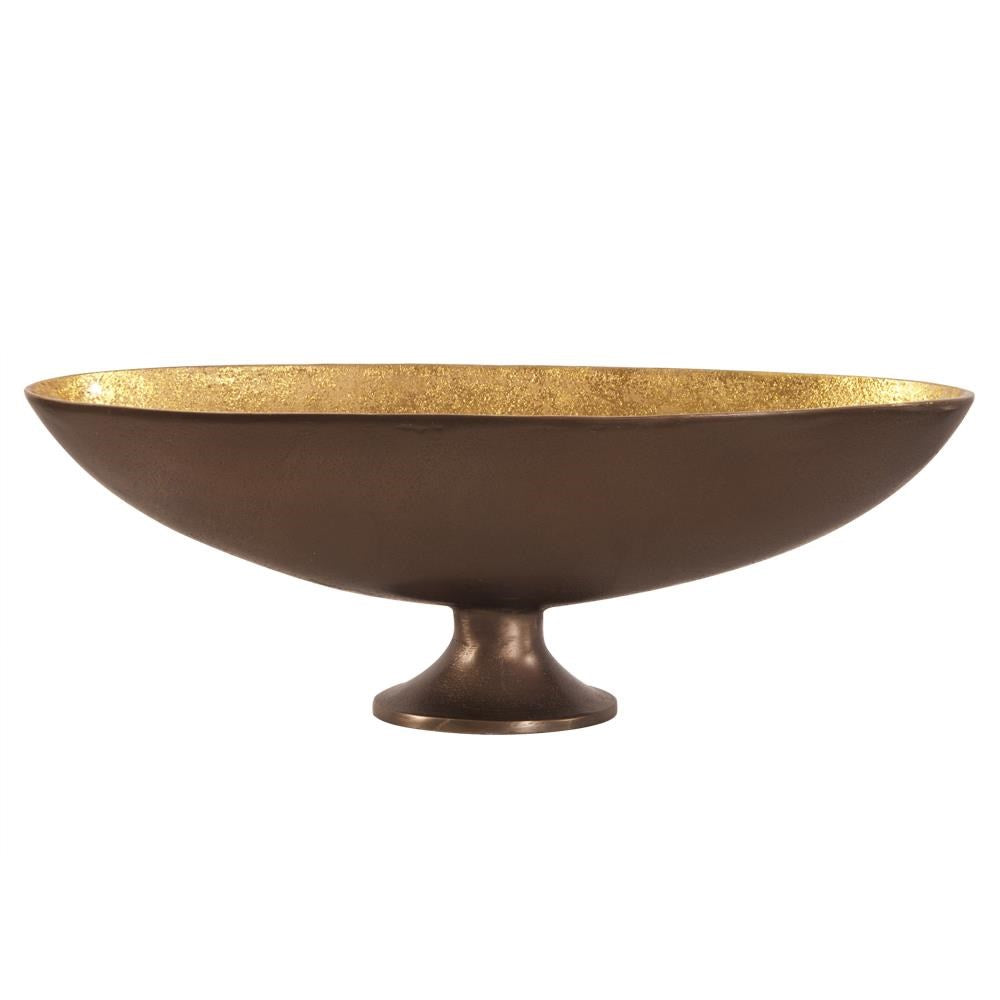 Oblong Bronze Footed Bowl with Gold Luster - Medium
