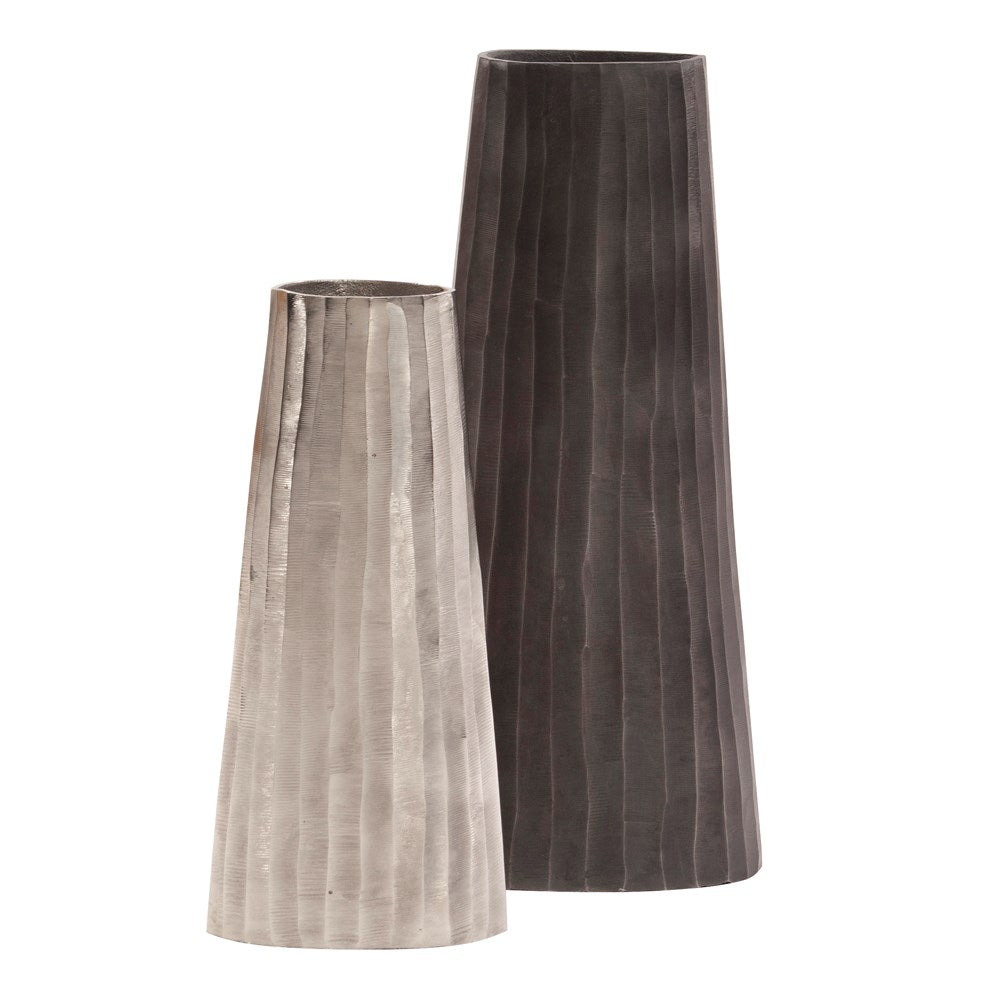 Silver Chiseled Metal Vase
