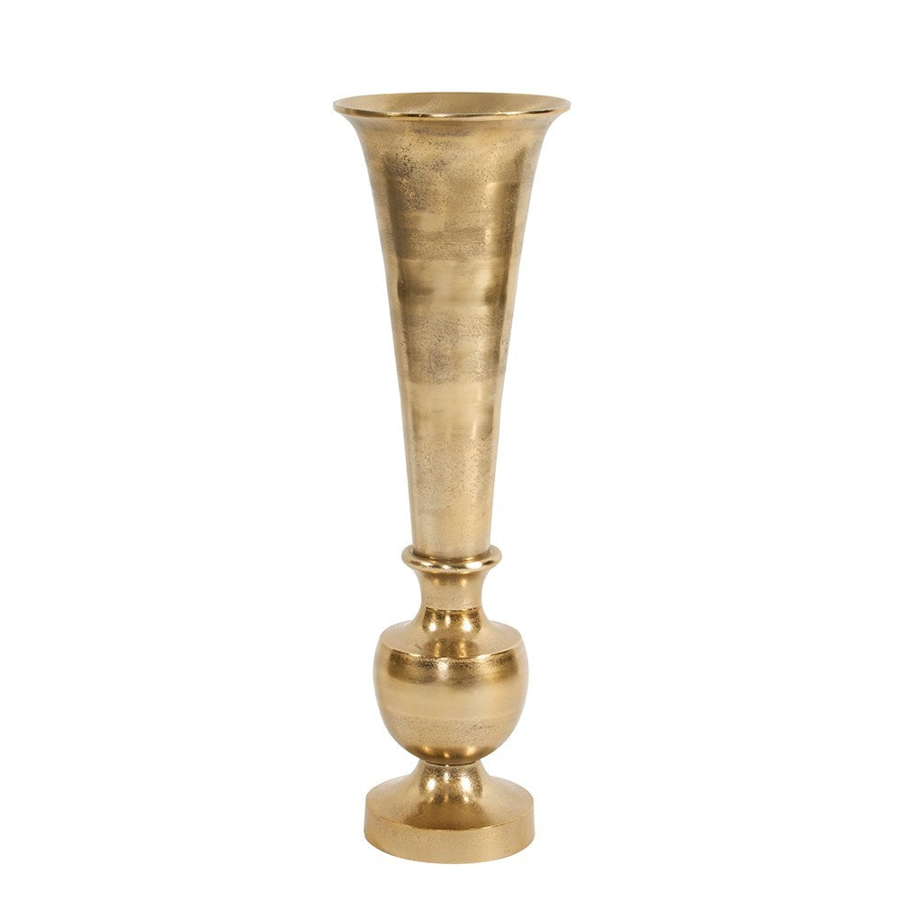Oversized Flared Gold Aluminum Vase, Small