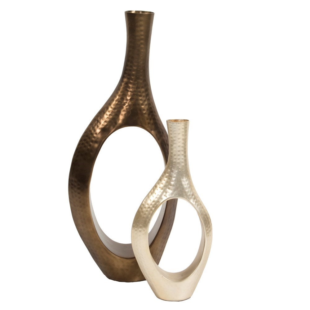 Asymmetrical Aluminum Bronze Vase - Large