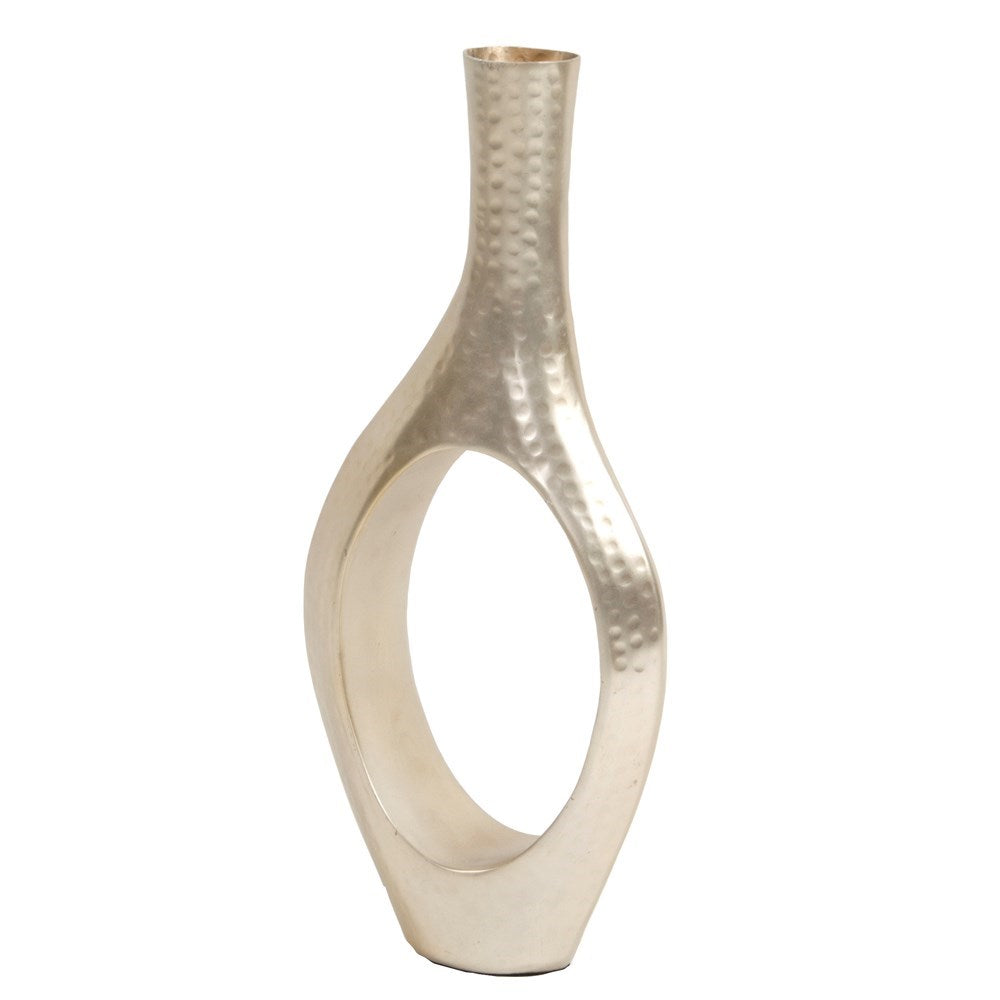 Asymmetrical Aluminum Silver Vase - Small