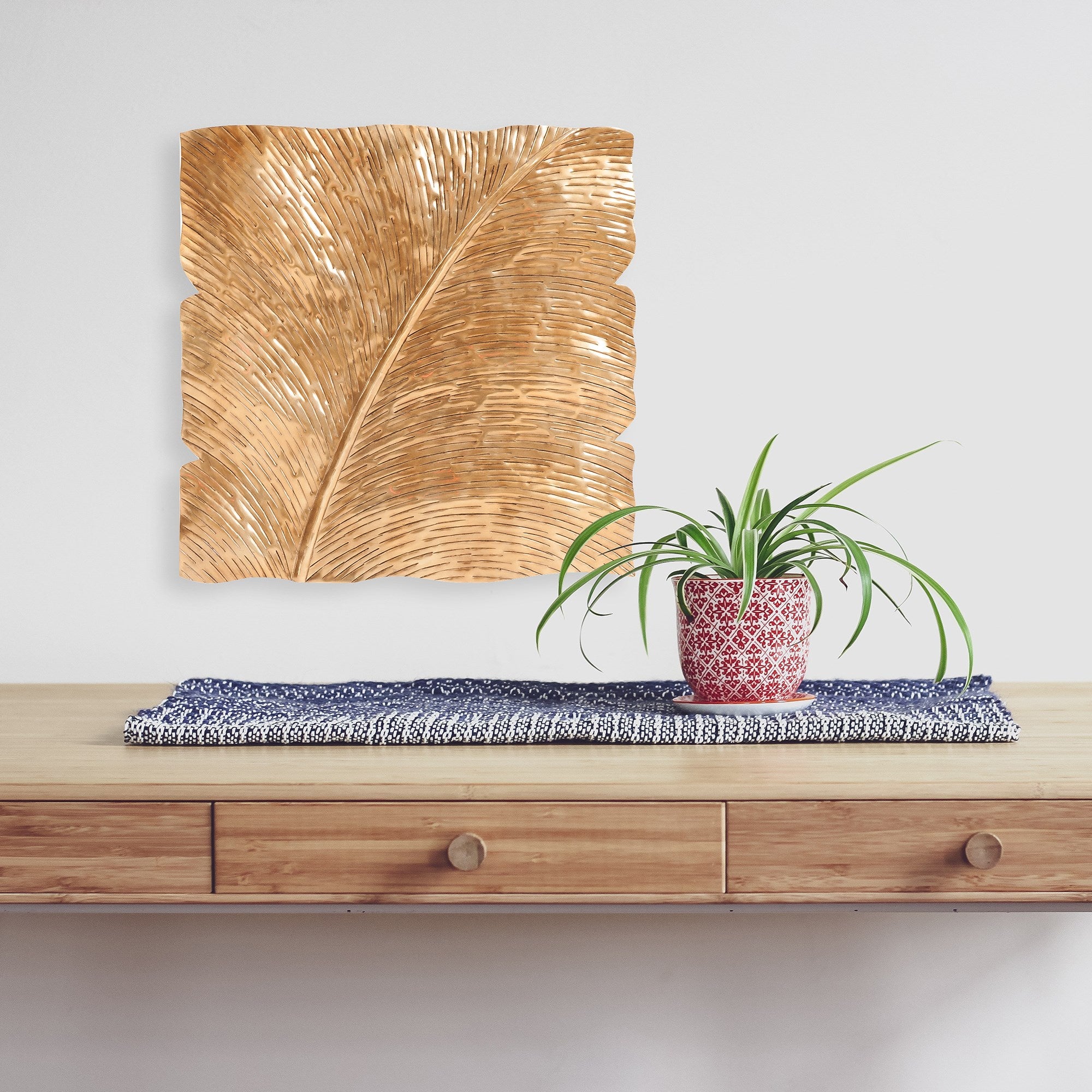 Square Leaf Wall Decor Medium Antique Gold
