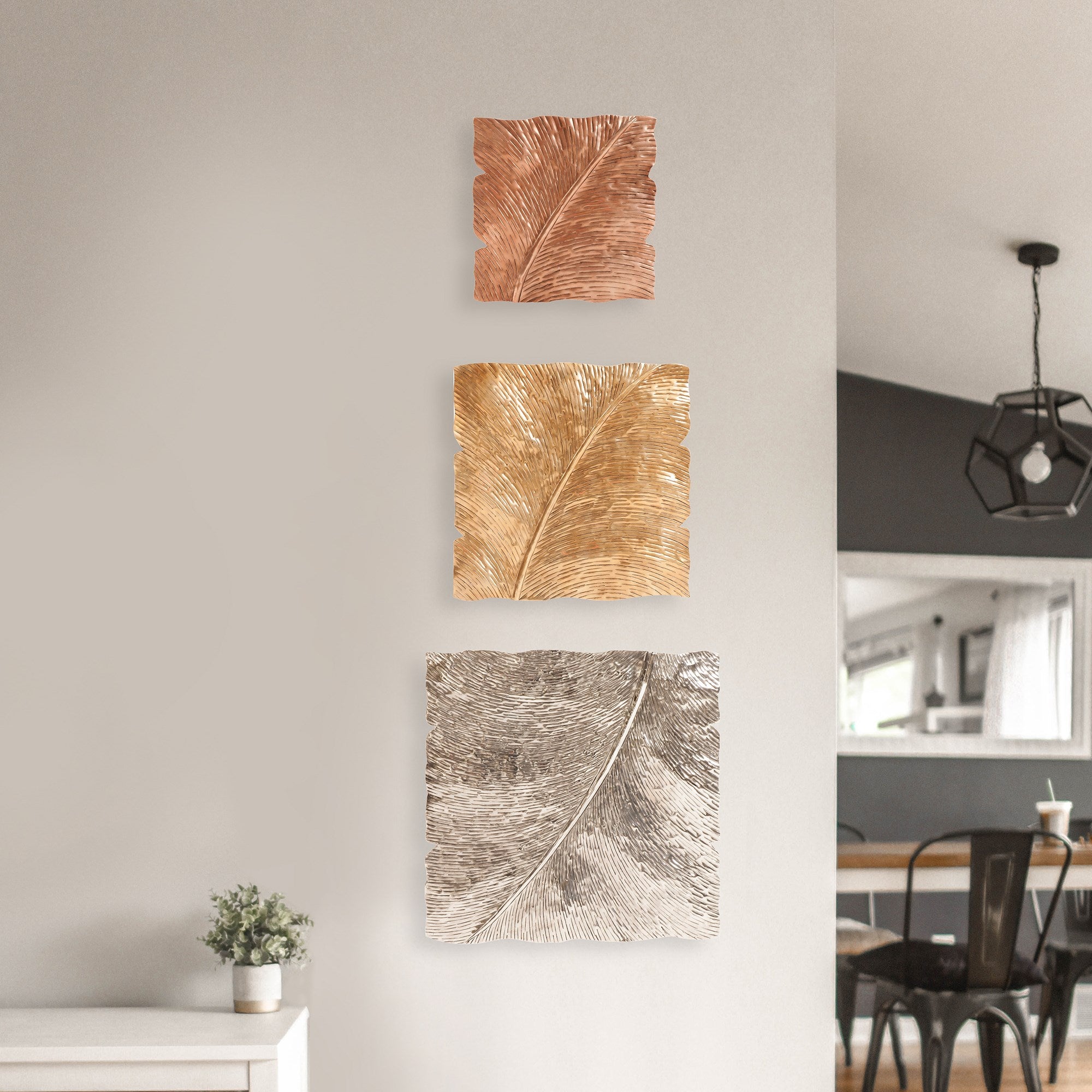Square Leaf Wall Decor Medium Antique Gold