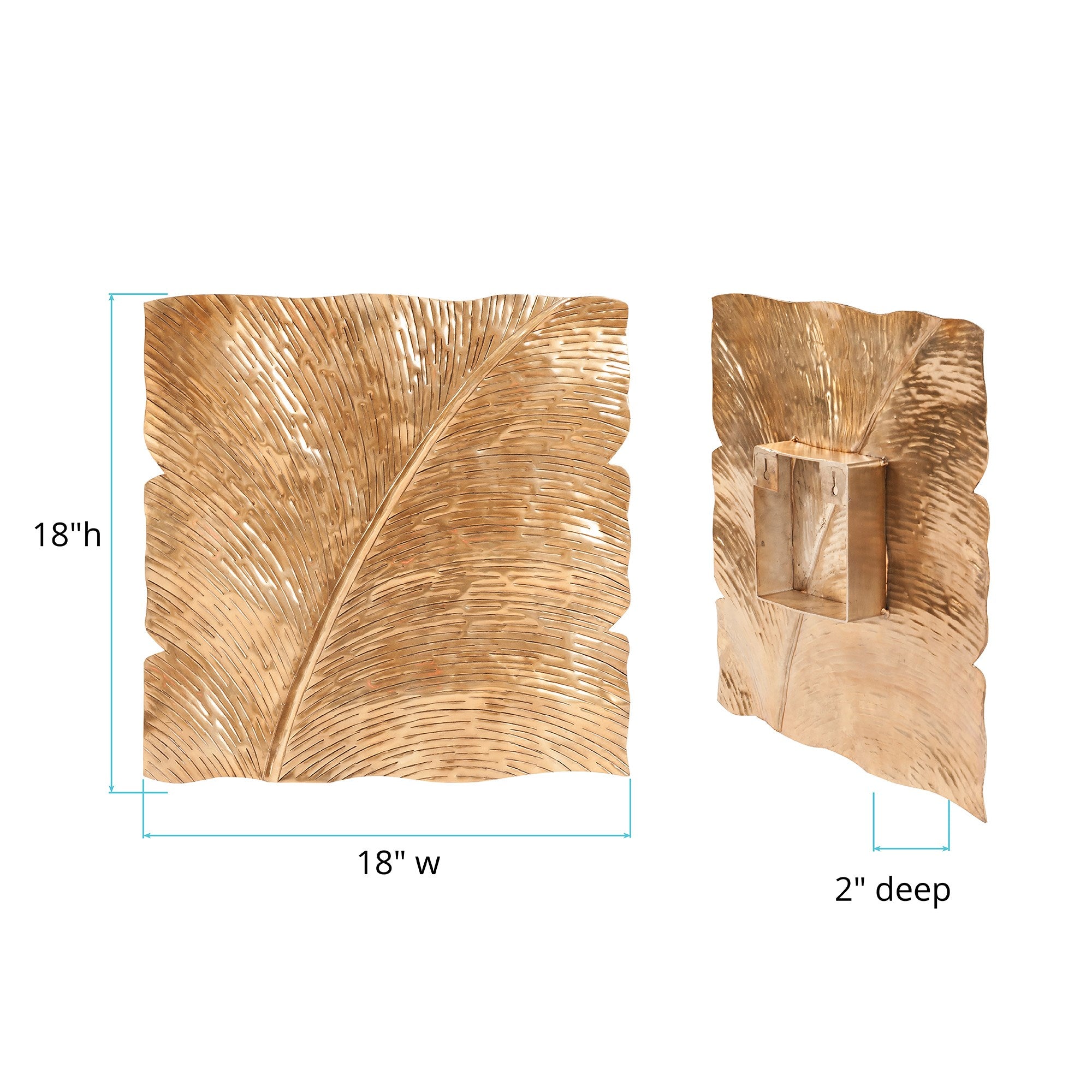 Square Leaf Wall Decor Medium Antique Gold
