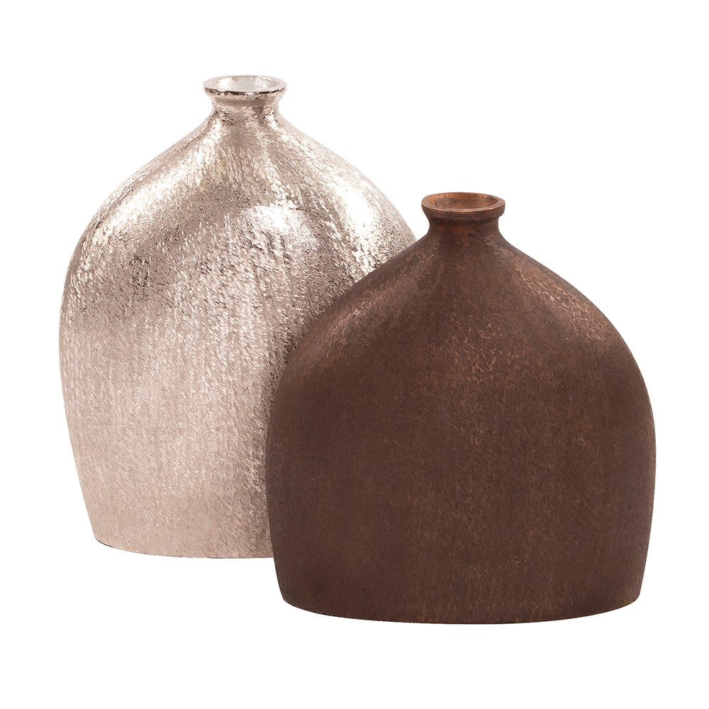 Textured Flask Small Dark Copper Vase