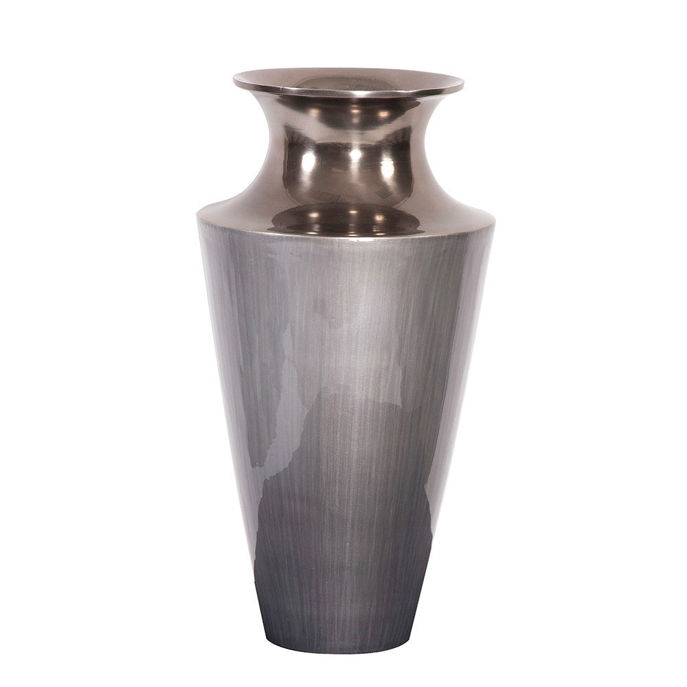 Flared Aluminum Vase with Gray Glaze, Large