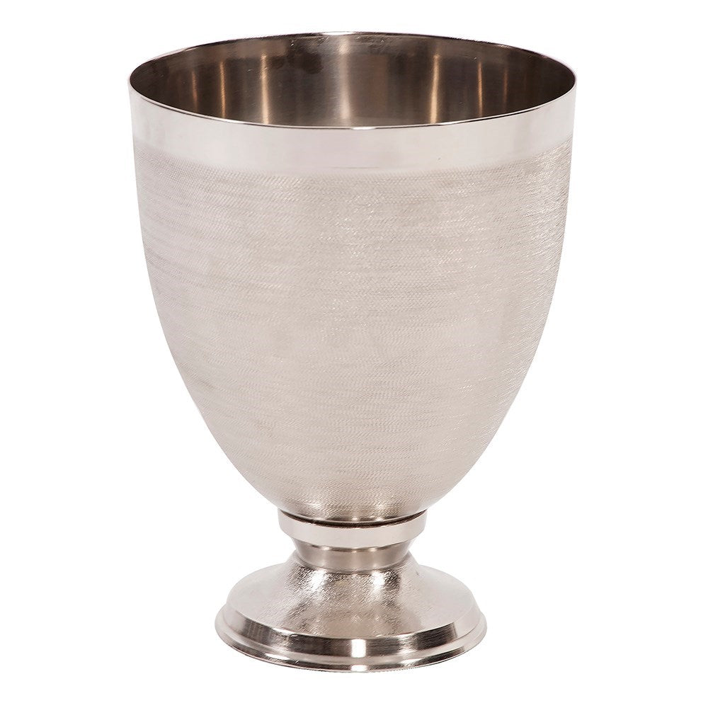 Textured Silver Metal Goblet Vase, Large