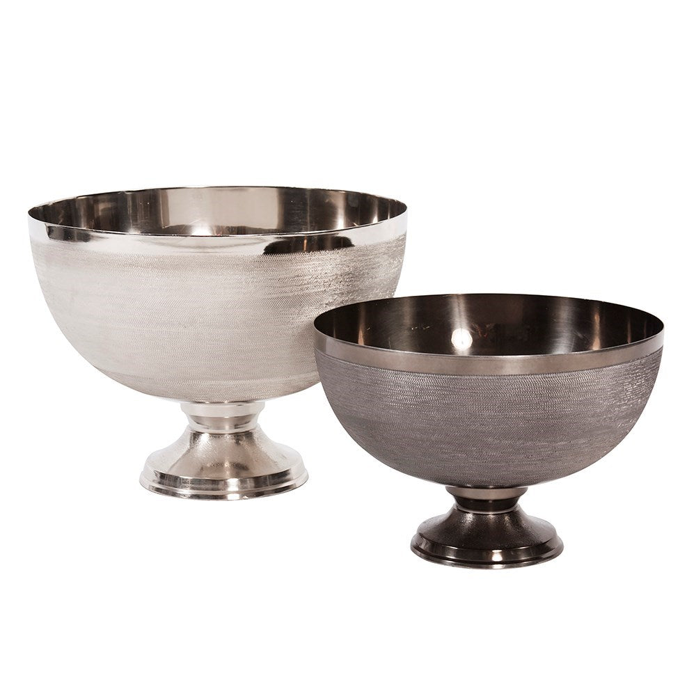 Textured Smoke Black Metal Footed Bowl, Small
