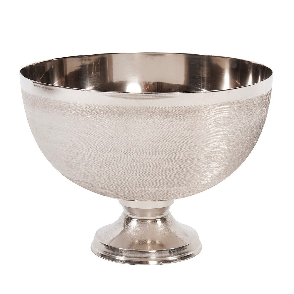 Textured Silver Metal Footed Bowl, Large