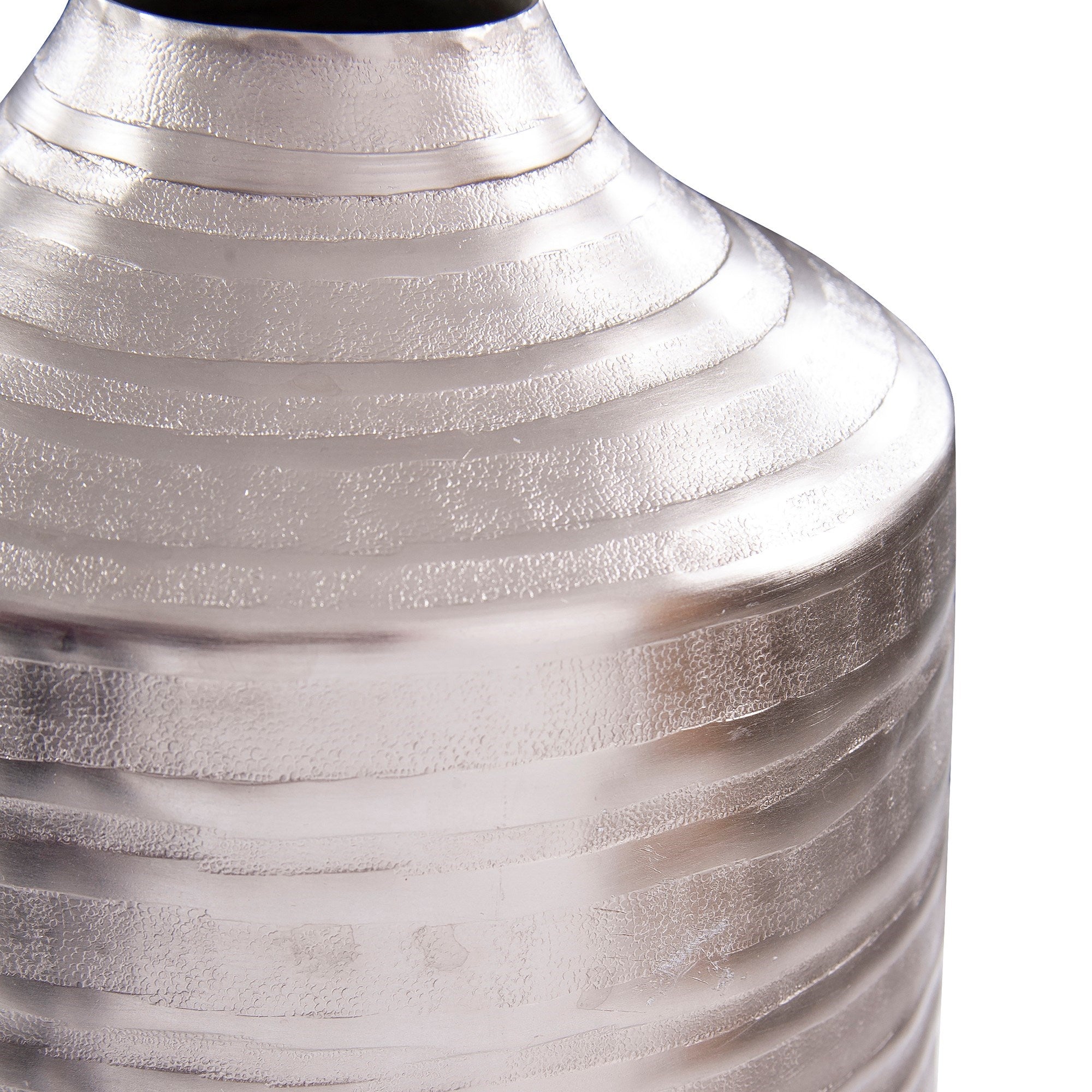 Chiseled Silver Cylinder Vase, Large