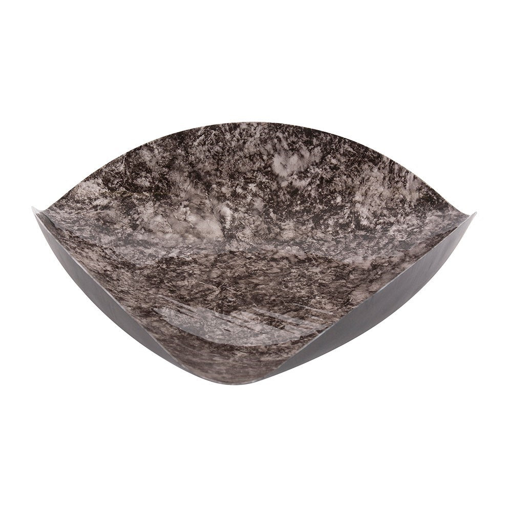 Flared Black Marbled Iron Plate, Small