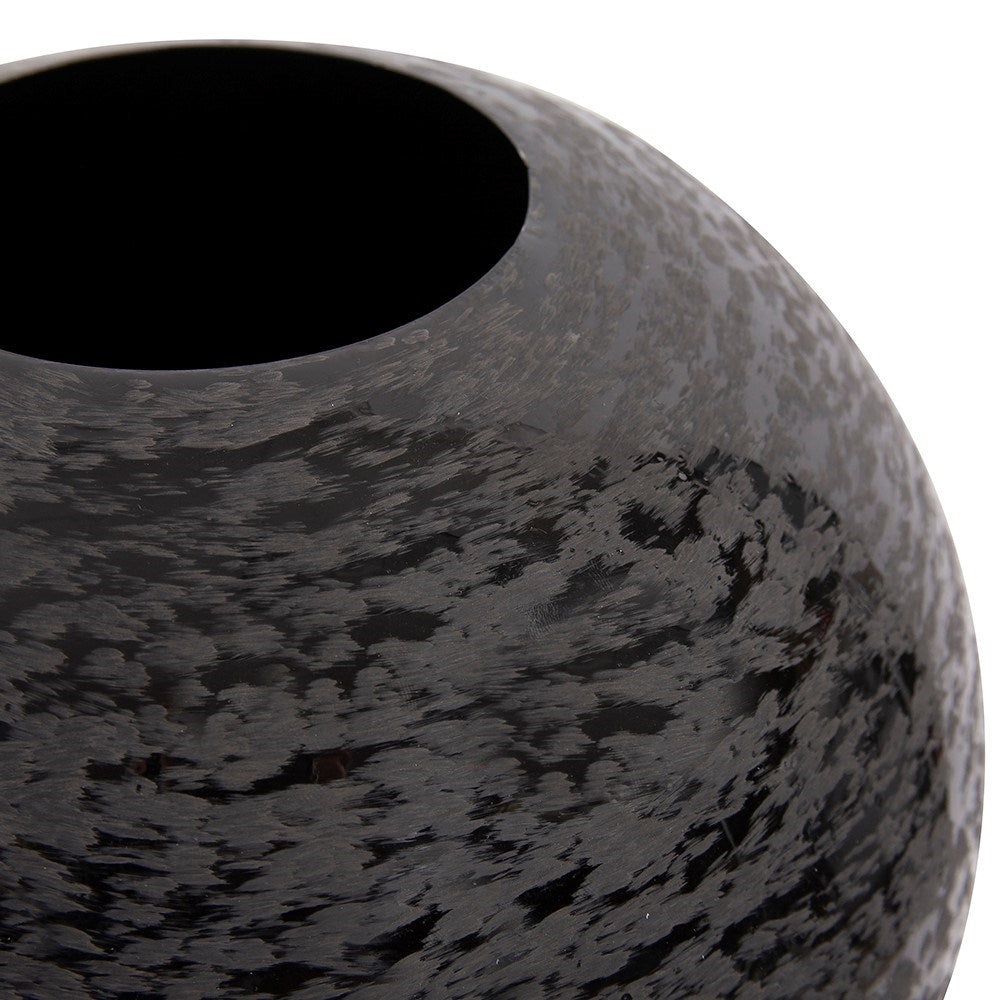 Chiseled Texture Black Iron Globe Vase, Large