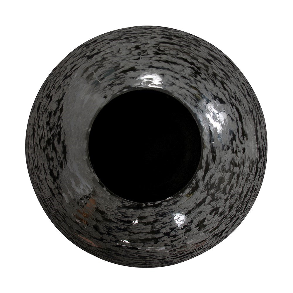 Chiseled Texture Black Iron Globe Vase, Large