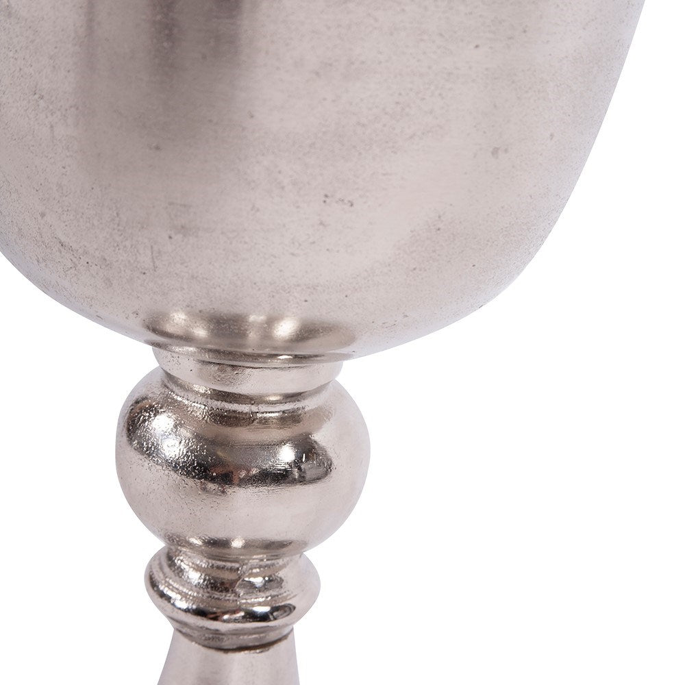 Silver Aluminum Footed Oversized Vase, Large