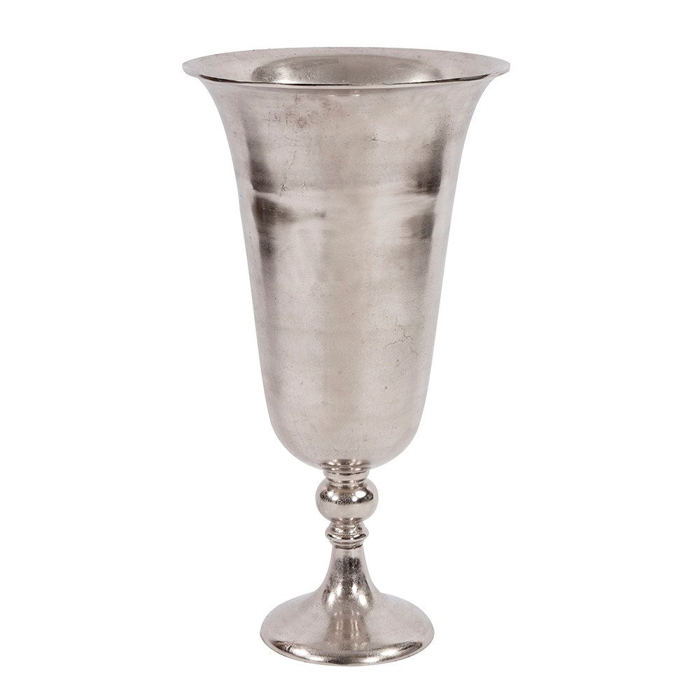 Silver Aluminum Footed Oversized Vase, Large