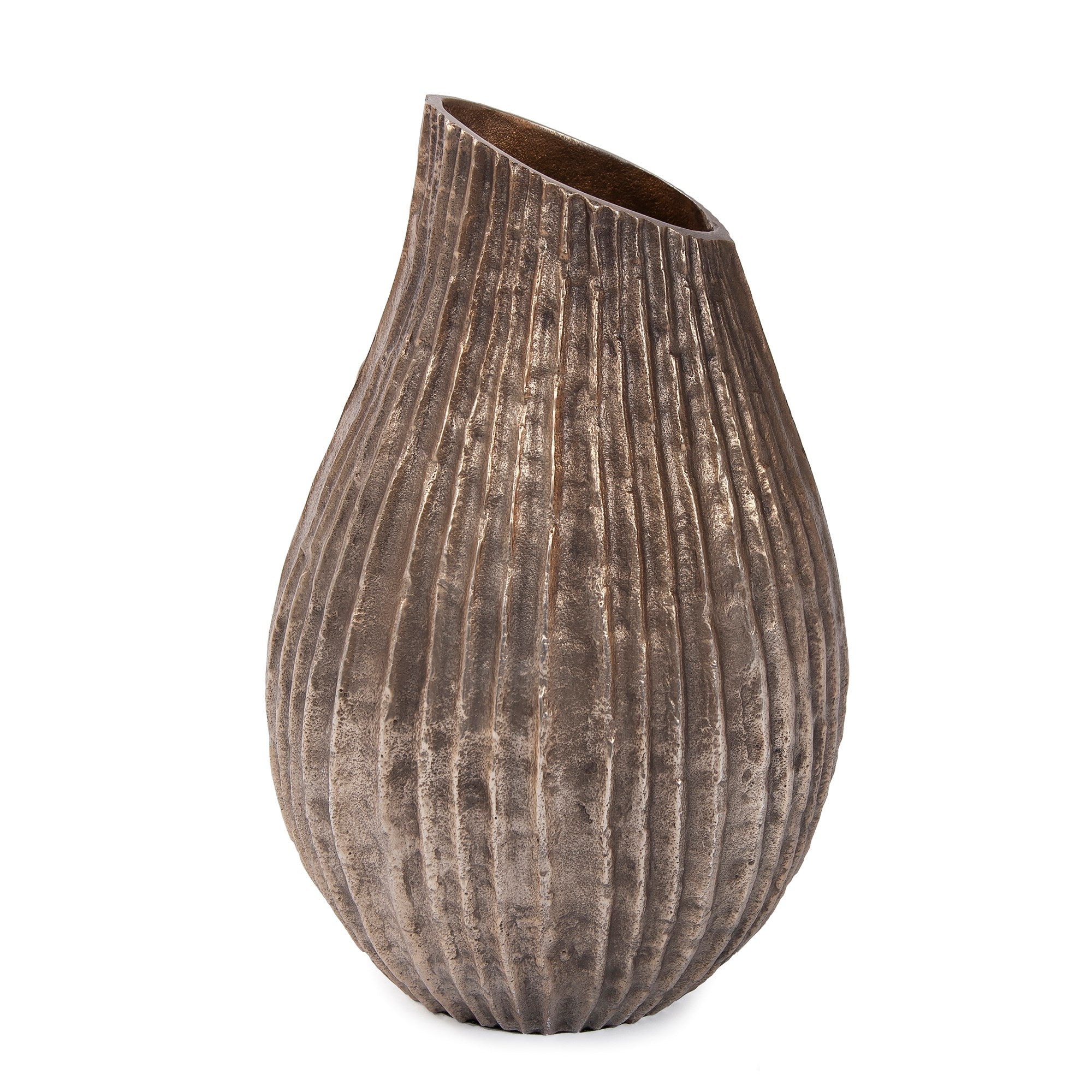 Organic Grooved Teardrop Aluminum Vase