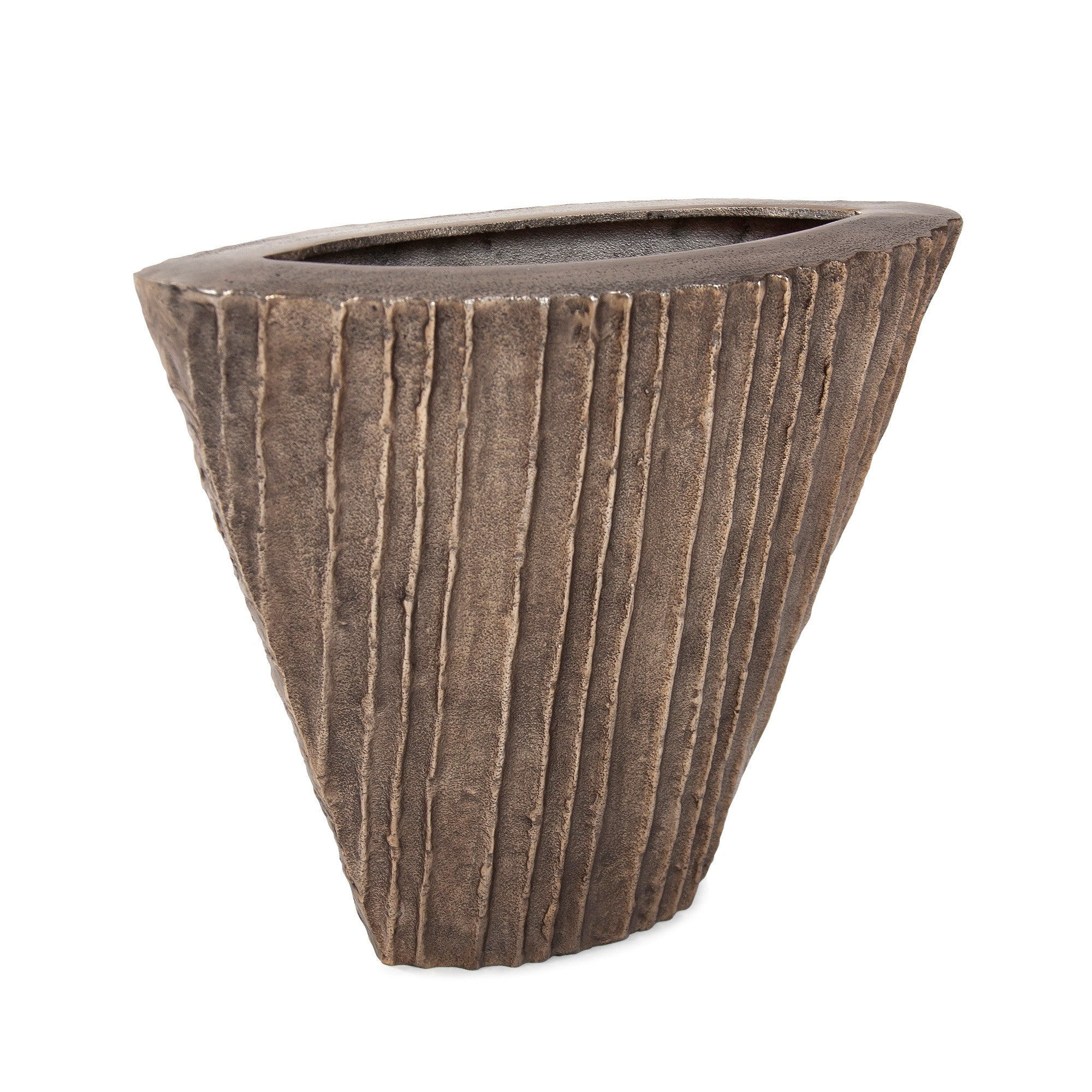 Organic Grooved Triangular Aluminum Vase