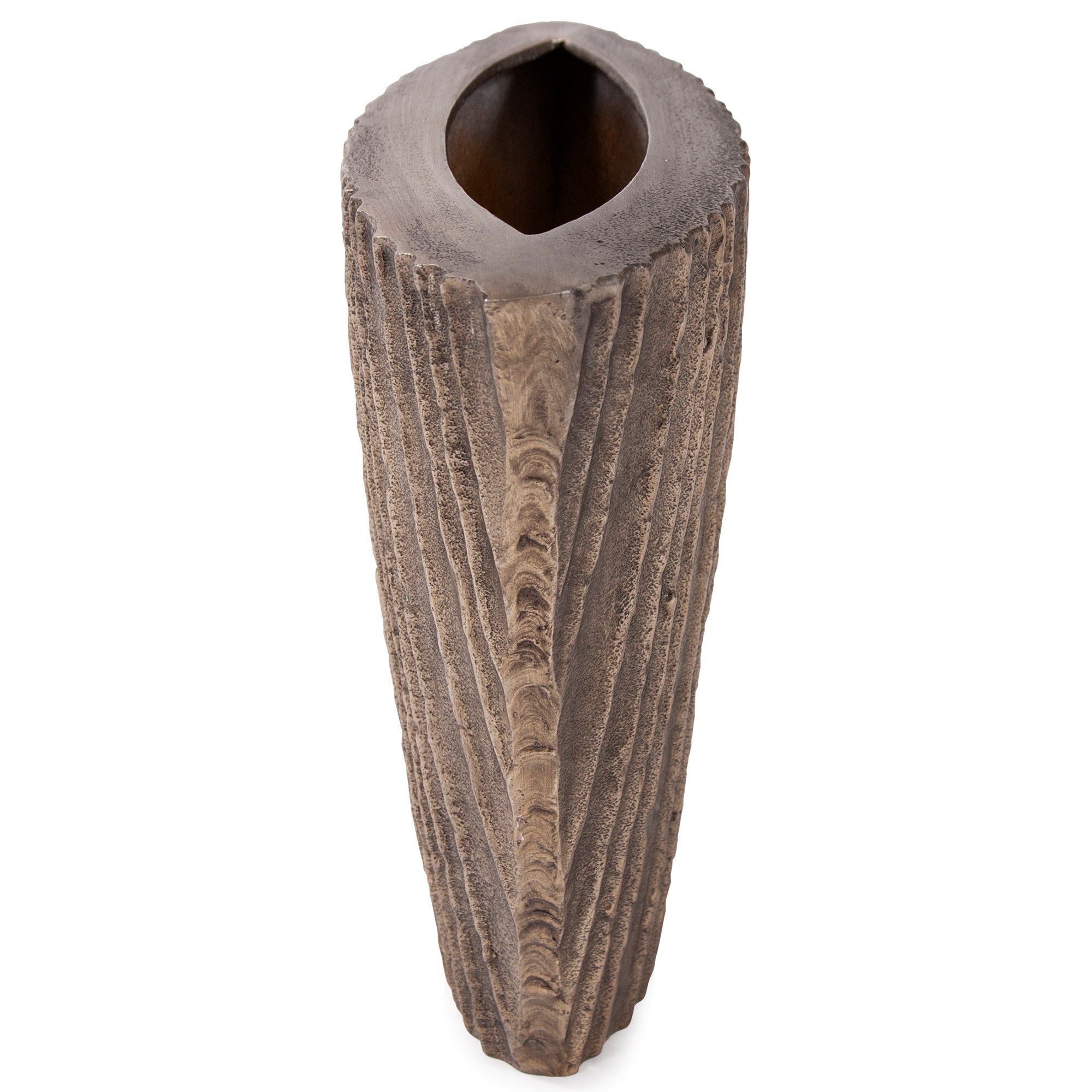 Organic Grooved Triangular Aluminum Vase
